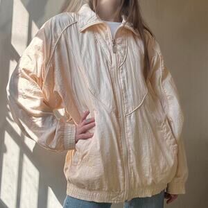 Vintage Janeve Champagne Windbreaker Medium Nylon 80s Sportswear Athleisure Ski